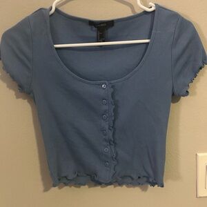 Forever 21 Light Blue Ribbed Crop Top
